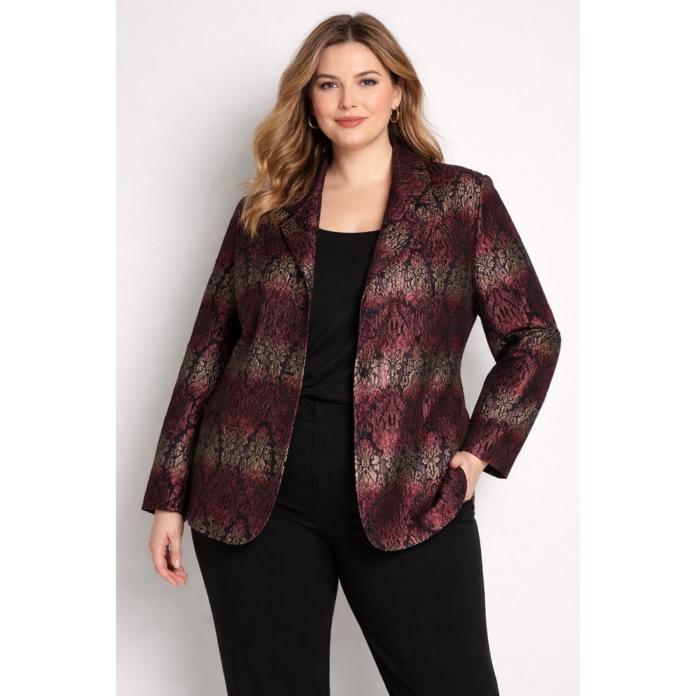 Vintage 90s Erin London Floral Tapestry Blazer, Metallic Jacquard Jacket